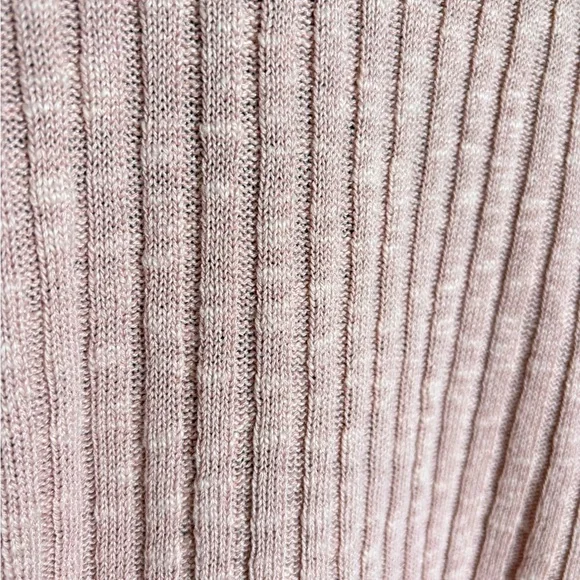Eileen Fisher Medium Pink Ribbed Organic Cotton Long Sleeve V-neck Sweater - Picture 7 of 9